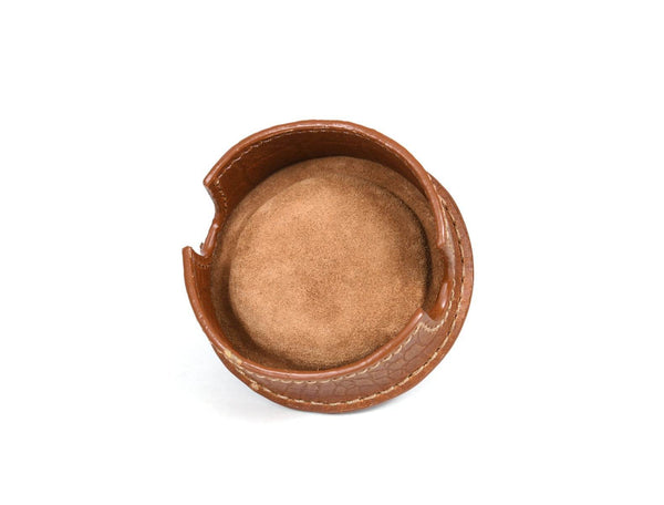 Cannes Leather Coaster - Cinnamon Brown - Aaron Leather Goods