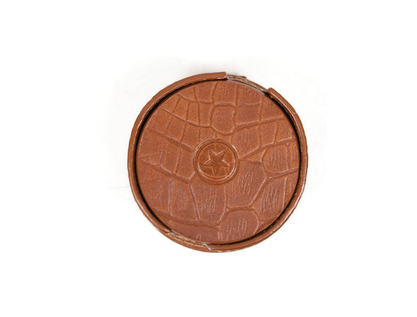 Cannes Leather Coaster - Cinnamon Brown - Aaron Leather Goods