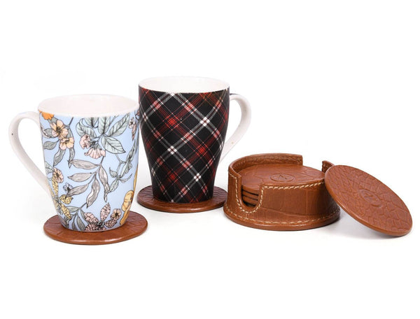 Cannes Leather Coaster - Cinnamon Brown - Aaron Leather Goods