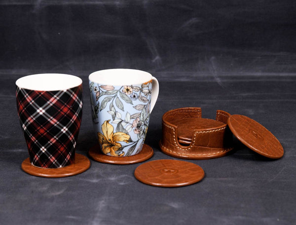 Cannes Leather Coaster - Cinnamon Brown - Aaron Leather Goods