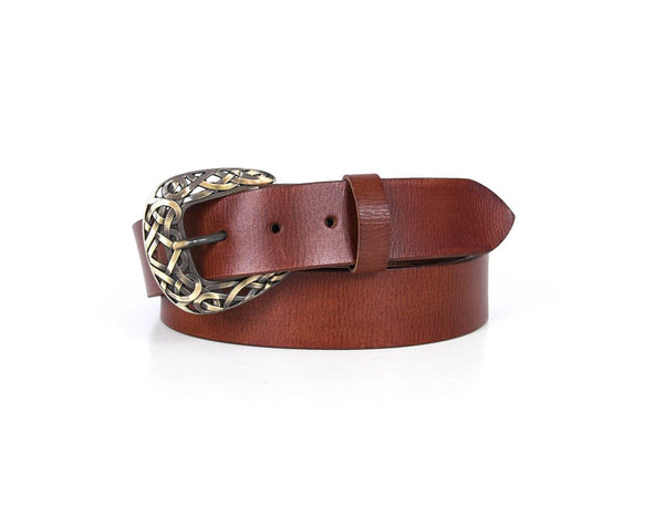 Laredo Leather Belt - Chestnut - Aaron Leather Goods