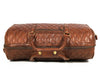 Spokane Diamond Stitched Leather Texture Weekender Bag - Shiny Brown - Aaron Leather Goods