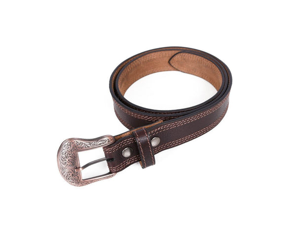 Fontana Leather Belt - Walnut Brown - Aaron Leather Goods