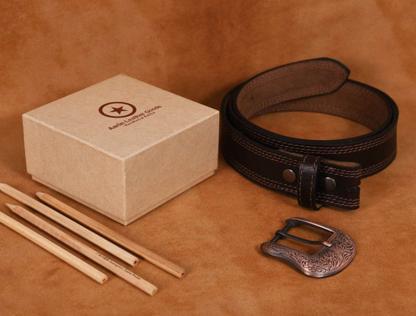 Fontana Leather Belt - Walnut Brown - Aaron Leather Goods