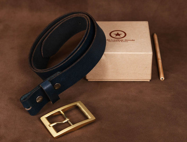 Irving Leather Belt - Blue - Aaron Leather Goods