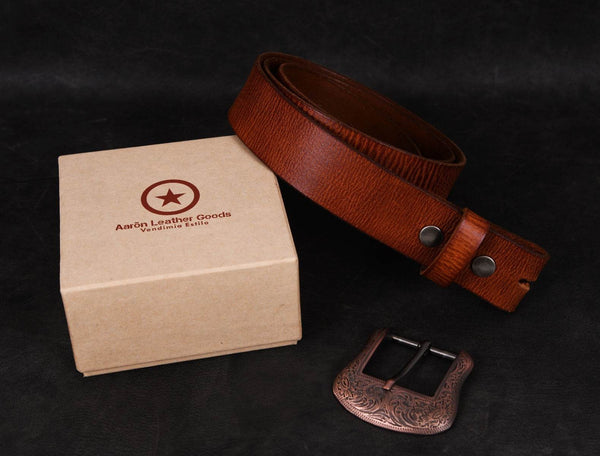 Irving Leather Belt - Brown - Aaron Leather Goods