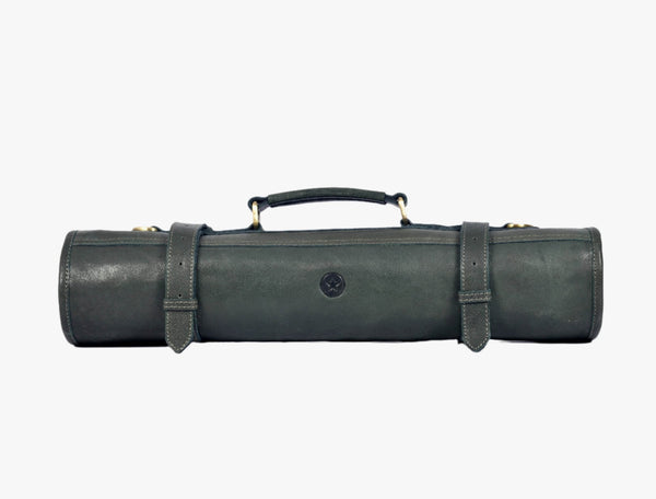 Tuscania Leather Knife Roll - Seaweed Green - Aaron Leather Goods