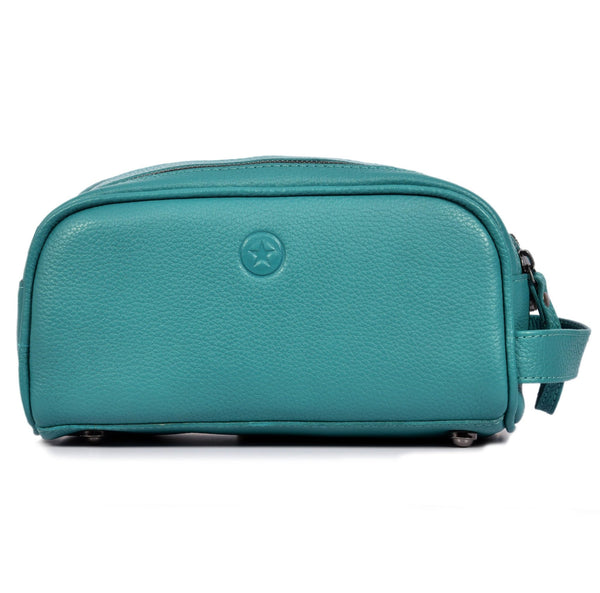 Amethyst Glow Leather Toiletry Bag - Teal - Aaron Leather Goods