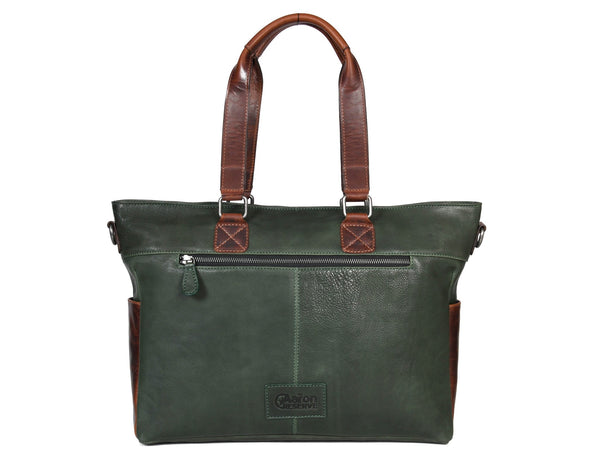 Vintage Green & Brown Leather Shoulder Bag for Women - Aaron Leather Goods