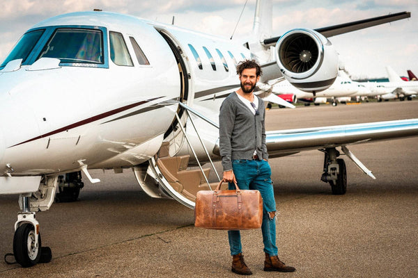 Austin Leather Overnight Bag - Cerulian - Aaron Leather Goods