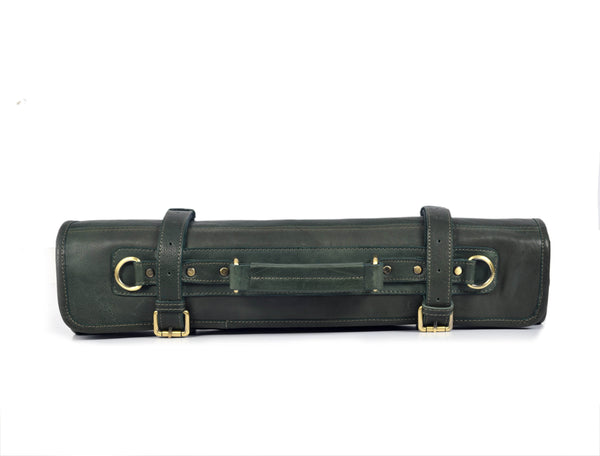 Tuscania Leather Knife Roll - Seaweed Green - Aaron Leather Goods