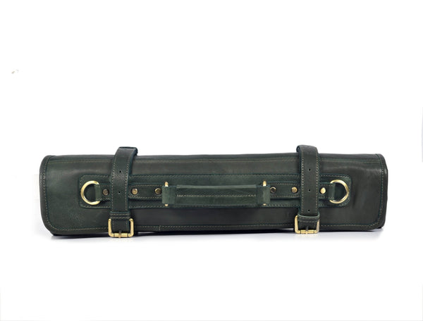 Tuscania Leather Knife Roll - Seaweed Green - Aaron Leather Goods