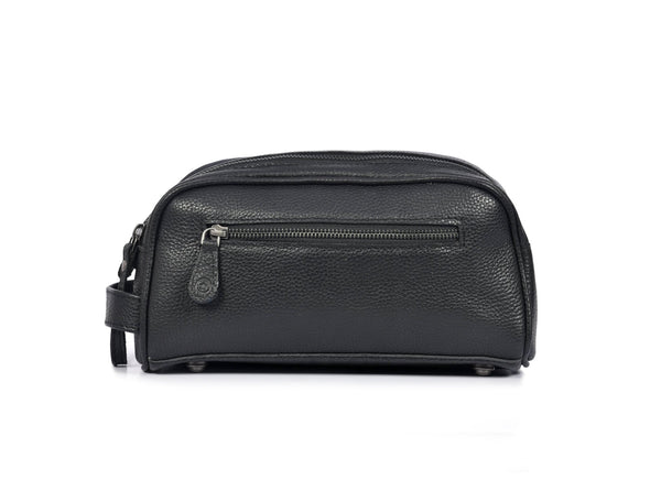 Amethyst Glow Leather Toiletry Bag - Black - Aaron Leather Goods