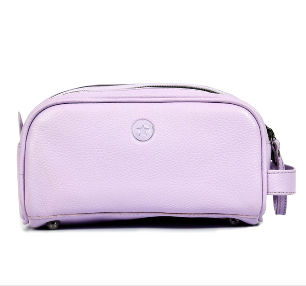 Amethyst Glow Leather Toiletry Bag - Lavender - Aaron Leather Goods