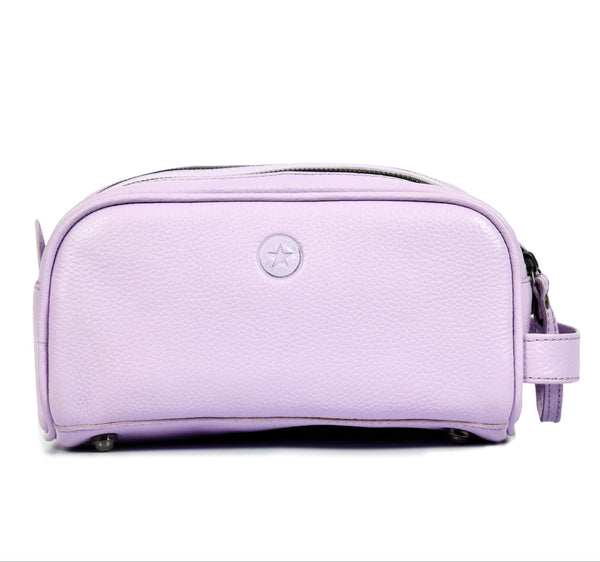 Amethyst Glow Leather Toiletry Bag - Lavender - Aaron Leather Goods