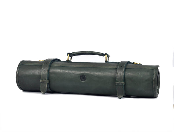 Tuscania Leather Knife Roll - Seaweed Green - Aaron Leather Goods