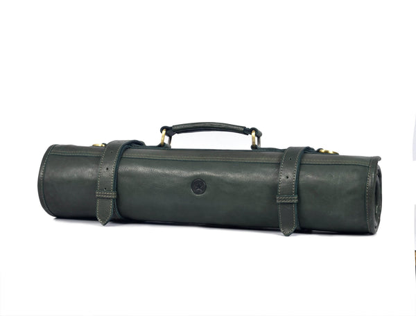 Tuscania Leather Knife Roll - Seaweed Green - Aaron Leather Goods