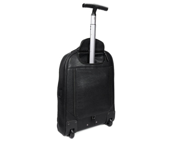 Atria Upcycled Leather Trolley Bag - Black - Aaron Leather Goods
