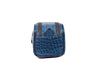 Aubrielle Leather Toiletry Bag - Blue Croco - Aaron Leather Goods