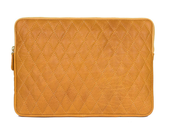 Ardentia Quilted Leather Mackbook Sleeve - Mustard - Aaron Leather Goods