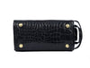 Aubrielle Leather Toiletry Bag - Black Croco - Aaron Leather Goods
