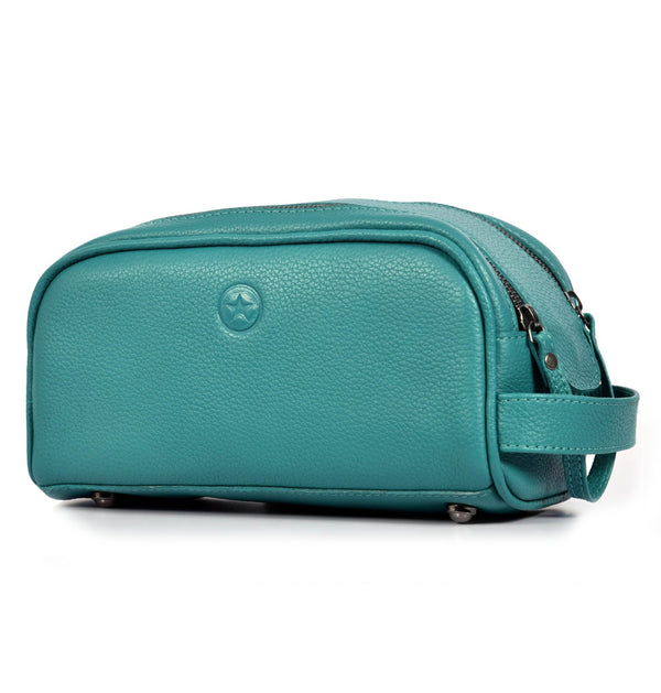 Amethyst Glow Leather Toiletry Bag - Teal - Aaron Leather Goods