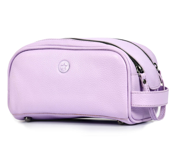 Amethyst Glow Leather Toiletry Bag - Lavender - Aaron Leather Goods