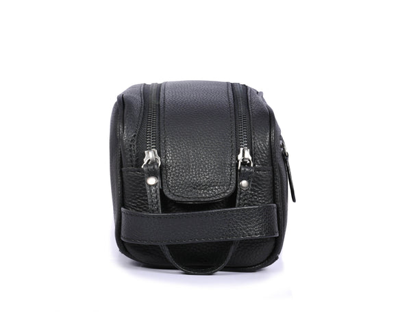Amethyst Glow Leather Toiletry Bag - Black - Aaron Leather Goods