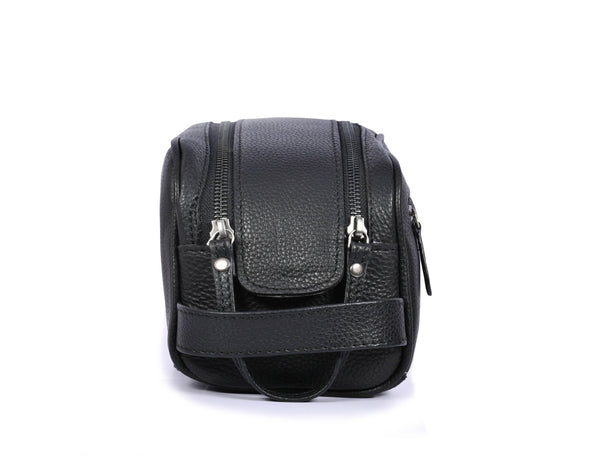 Amethyst Glow Leather Toiletry Bag - Black - Aaron Leather Goods