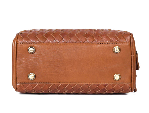 Handwoven Tan Leather Dopp Kit – Dual Zipper Toiletry Bag for Men | Premium Travel Organizer by Aaron Leather Goods - Aaron Leather Goods