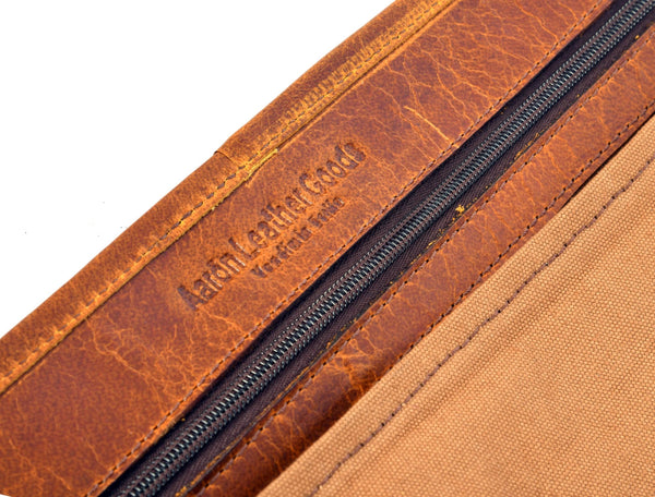 Vintage Leather & Canvas Knife Roll – Premium Chef's Knife Storage Bag - Aaron Leather Goods