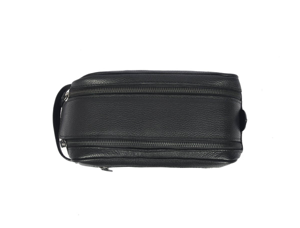Amethyst Glow Leather Toiletry Bag - Black - Aaron Leather Goods