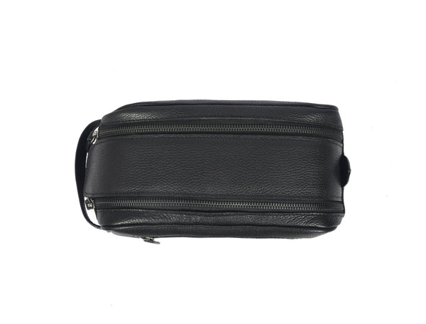 Amethyst Glow Leather Toiletry Bag - Black - Aaron Leather Goods
