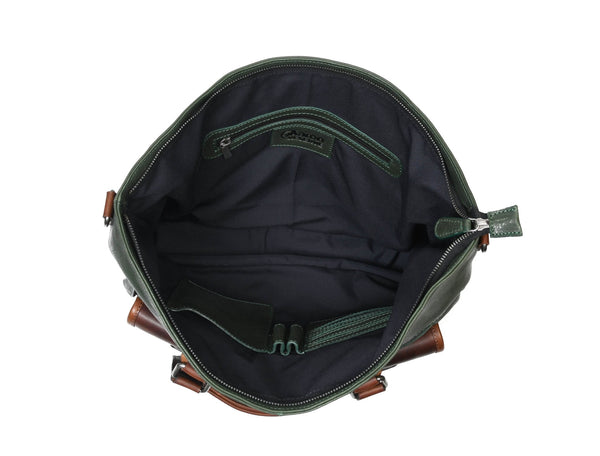 Vintage Green & Brown Leather Shoulder Bag for Women - Aaron Leather Goods