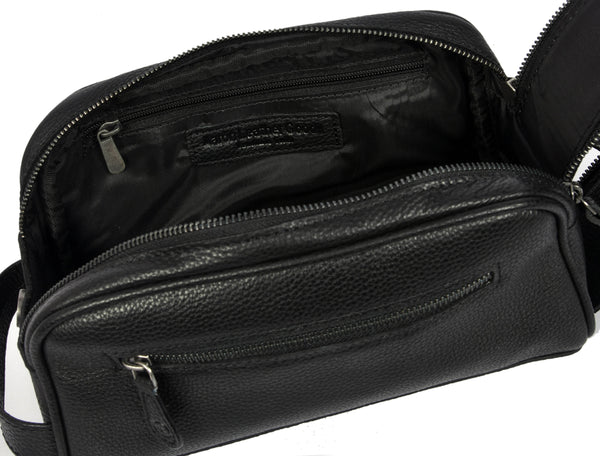Amethyst Glow Leather Toiletry Bag - Black - Aaron Leather Goods