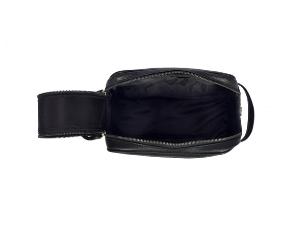 Amethyst Glow Leather Toiletry Bag - Black - Aaron Leather Goods