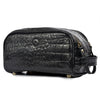 Aubrielle Leather Toiletry Bag - Black Croco - Aaron Leather Goods