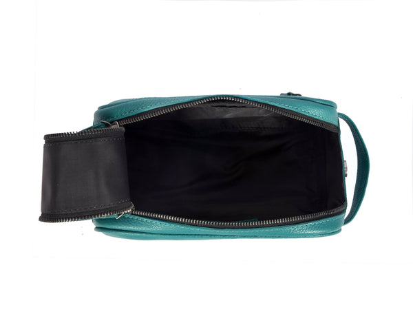 Amethyst Glow Leather Toiletry Bag - Teal - Aaron Leather Goods