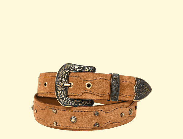 Zynkora Leather Suede Belt - Brown - Aaron Leather Goods