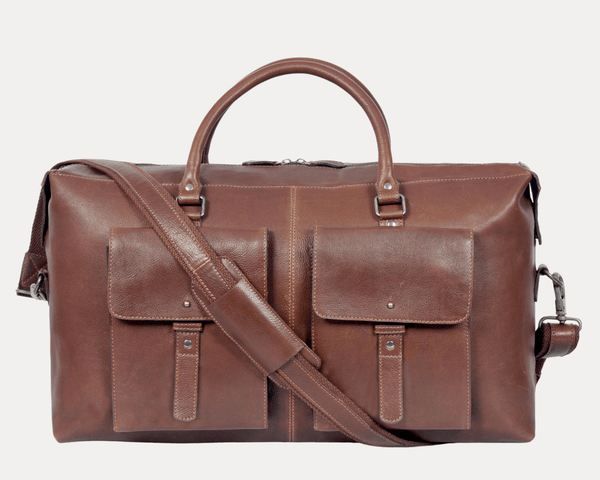 Handcrafted Leather Travel Duffle with Shoulder Strap - Aaron Leather Goods