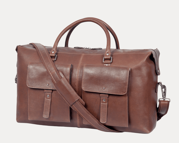 Handcrafted Leather Travel Duffle with Shoulder Strap - Aaron Leather Goods