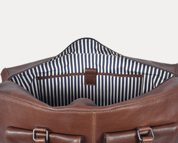 Handcrafted Leather Travel Duffle with Shoulder Strap - Aaron Leather Goods