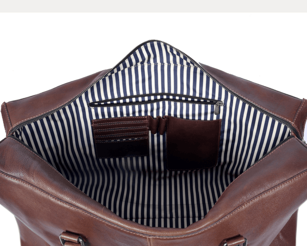 Handcrafted Leather Travel Duffle with Shoulder Strap - Aaron Leather Goods