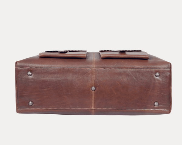 Handcrafted Leather Travel Duffle with Shoulder Strap - Aaron Leather Goods
