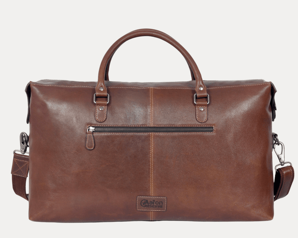 Handcrafted Leather Travel Duffle with Shoulder Strap - Aaron Leather Goods