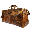 Vintage Crazy Horse Leather Duffle Bag for Travel & Weekender Trips | 23 Inch Full-Grain Leather Holdall