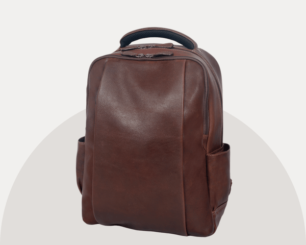 Premium Full - Grain Brown Leather Laptop Backpack – Stylish & Durable Travel Companion - Aaron Leather Goods