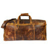 Vintage Crazy Horse Leather Duffle Bag for Travel & Weekender Trips | 23 Inch Full-Grain Leather Holdall
