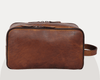 Buffalo Leather Dopp Kit for Men – Vintage Brown Toiletry Travel Bag with Dual Compartments | LH-WB-185 by Aaron Leather Goods - Aaron Leather Goods