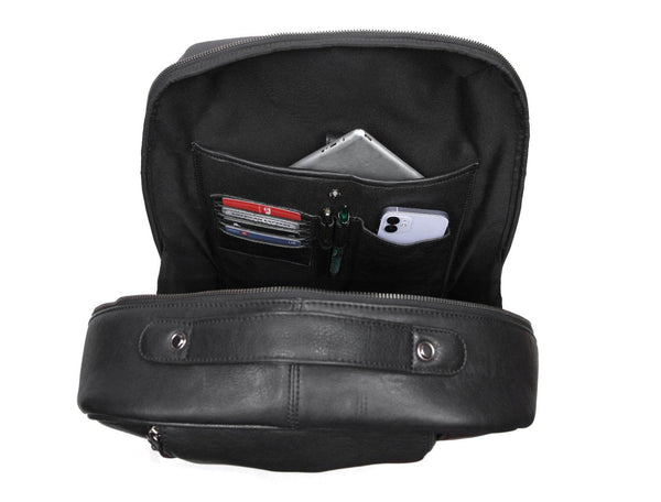 Atria Upcycled Leather Trolley Bag - Black - Aaron Leather Goods